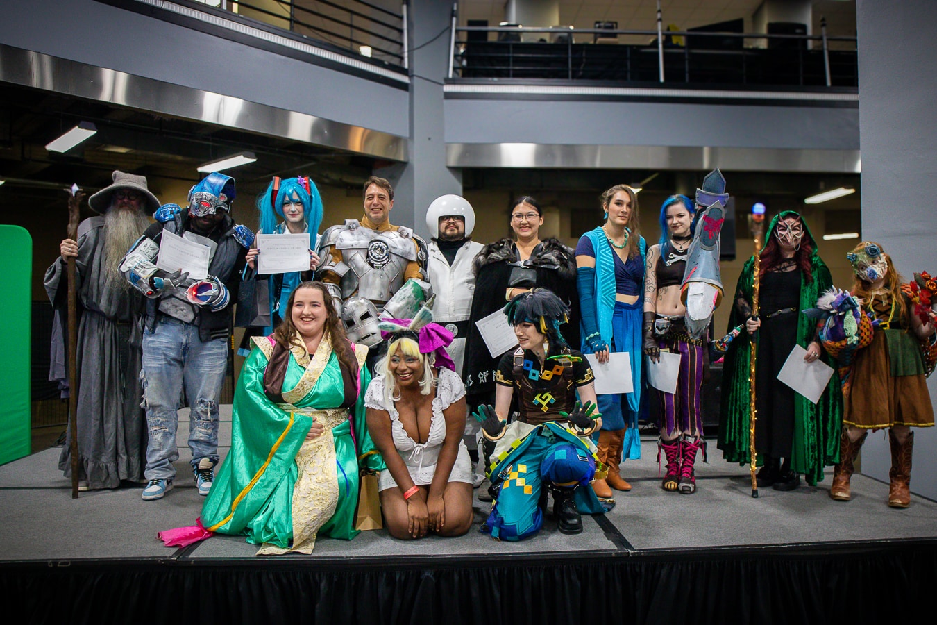 2025 cosplay contestants pose together on stage